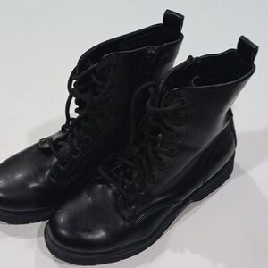 Black Lace-Up Combat Boots